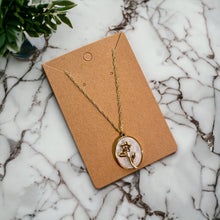 Load image into Gallery viewer, 24k Gold Filled Pearl Birth Flower Necklace 17.5&quot; Chain
